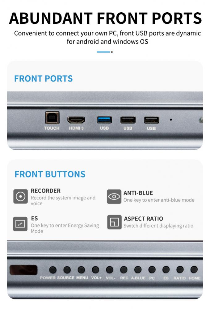 Iboard Nieuw product 98" 4K Smart Display Interactief Flat Panel Display Big Size Touch Screen Monitor voor vergaderruimte 7
