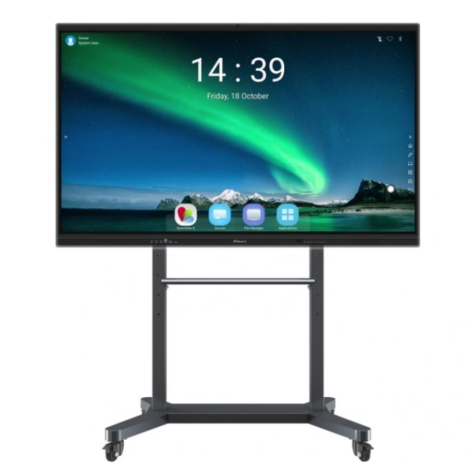 Draagbare mobiele standaard voor slimme interactieve flatscreen displays van 55-86 inch. Gemakkelijk te verplaatsen, duurzaam en ruimtebesparend. Ideaal voor klaslokalen, kantoren en tentoonstellingen. Soepele wielen zorgen voor gemak. 5