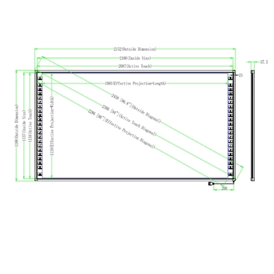 96 inch interactief whiteboard 16:9 aspect ratio voor schoolonderwijs