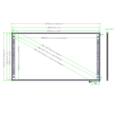 102 inch Interactief Whiteboard 6:9 Aspect Ratio kleuren optioneel