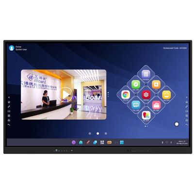 65 75 86 98 inch LCD Smart Board Interactief 4mm Tempered Glass Android Windows 10/11 Pro Touch Finger Smart Monitor