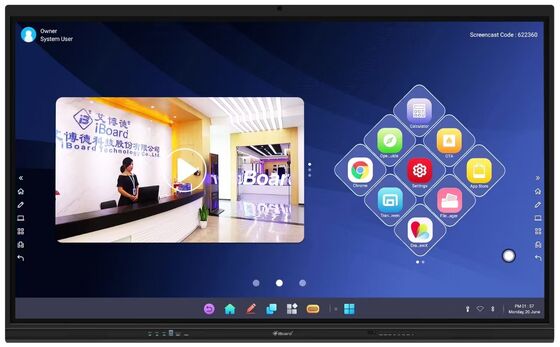 4K-resolutie 20 Touch Points Android Interactief Flat Panel Smart Board voor klas en conferentie