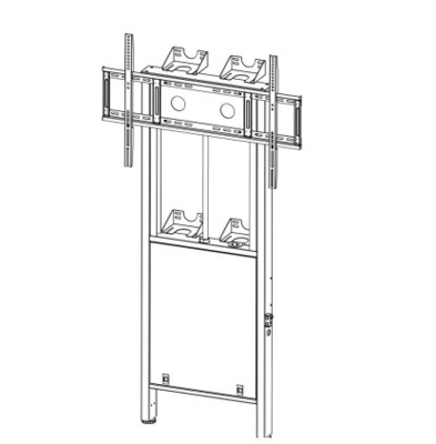 Elektronisch opwaarts naar beneden verstelbaar handopheffend standje mobiele trolley voor smart tv-monitor 65 75 86 inch met wielen en stroomkabel