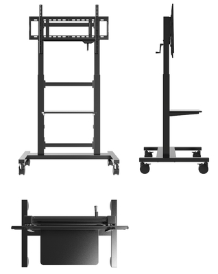 Handmatig hoogteverstelbaar mobiele standaard voor Smart Display 55 inch tot 86 inch