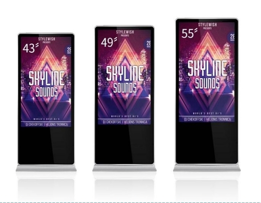 43 inch digitale schilderafbeelding op de vloer 178 graden FCC-goedkeuring Reclame kiosk capacitieve touch met Android of Windows-systeem