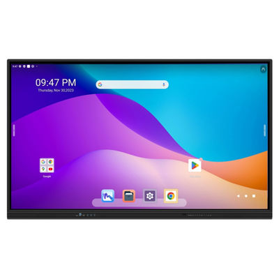 86-inch Google EDLA gecertificeerd interactief smart panel. Android 13 met ingebouwd Enjoy-systeem. OPS-slot. Optioneel camera en mobiele standaard.