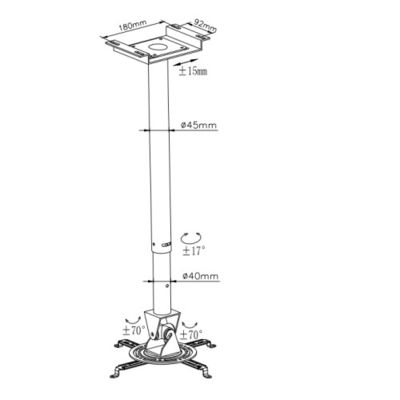 Projectorarm plafondbevestiging universeel voor laserprojector Verstelbaar bereik 60~95 cm