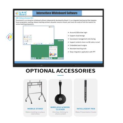 2026 Nieuwe Aankomsten 4K UHD Resolutie Android 13/14 OS 50 Touch Punten Interactief Whiteboard Smart Board voor Onderwijs en Vergaderingen