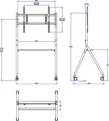 Nieuw aangekomen Interactief Whiteboard Statief Verrijdbaar 42 Tot 75 Inch TV Monitor Hefbaar Mobiel Statief Max. Draagvermogen 60 KG Krachtige Wielen Gemakkelijk Verplaatsbaar voor interactief whiteboard mobiel statief