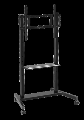Fabrieksgroothandel 55"-86" Verstelbare Mobiele TV-standaard met wielen Compatibiliteit Interactief Whiteboard Smart Panel Tot 220 lbs Stalen Frame Rolwagen voor TV