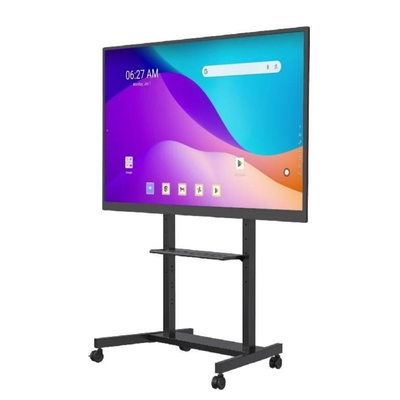 Fabrieksgroothandel 55"-86" Verstelbare Mobiele TV-standaard met wielen Compatibiliteit Interactief Whiteboard Smart Panel Tot 220 lbs Stalen Frame Rolwagen voor TV