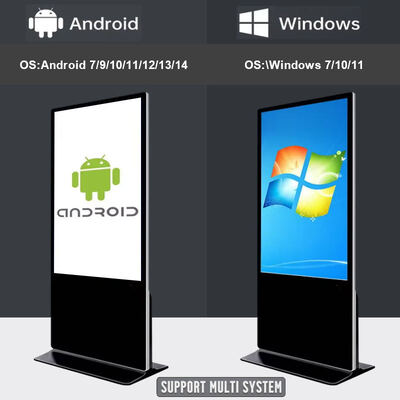 43 55 65 75 inch Indoor Capacitive Touch Screen Floor Standing Digital Signage 4K Commerciële interactieve advertentie display