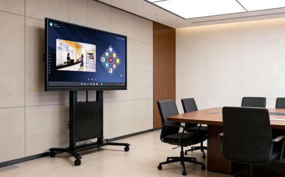 Elektronisch draagbaar karretje voor 65-86 inch Smart TV's met instelbare hoogte en maximaal draaggewicht van 100 kg