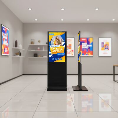 43 55 65 75 inch Indoor Capacitive Touch Screen Floor Standing Digital Signage 4K Commerciële interactieve advertentie display