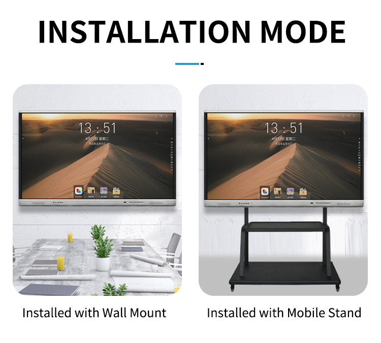 CE-gecertificeerd interactief platte paneel met optionele camera en microfoon HDMI-uitgang Ingebouwde/externe CE-certificering