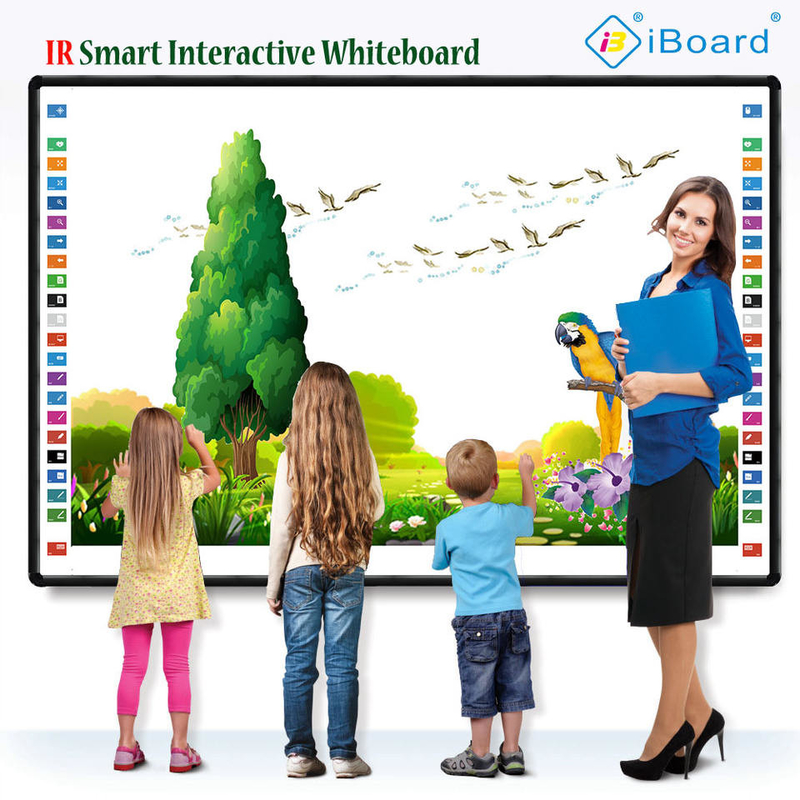IBoard Factory Direct glad, glanzend plastic oppervlak Infrarood IR Interactief Whiteboard Voor pen/vinger schrijven Optioneel zijbalk 22 snelkoppelingen