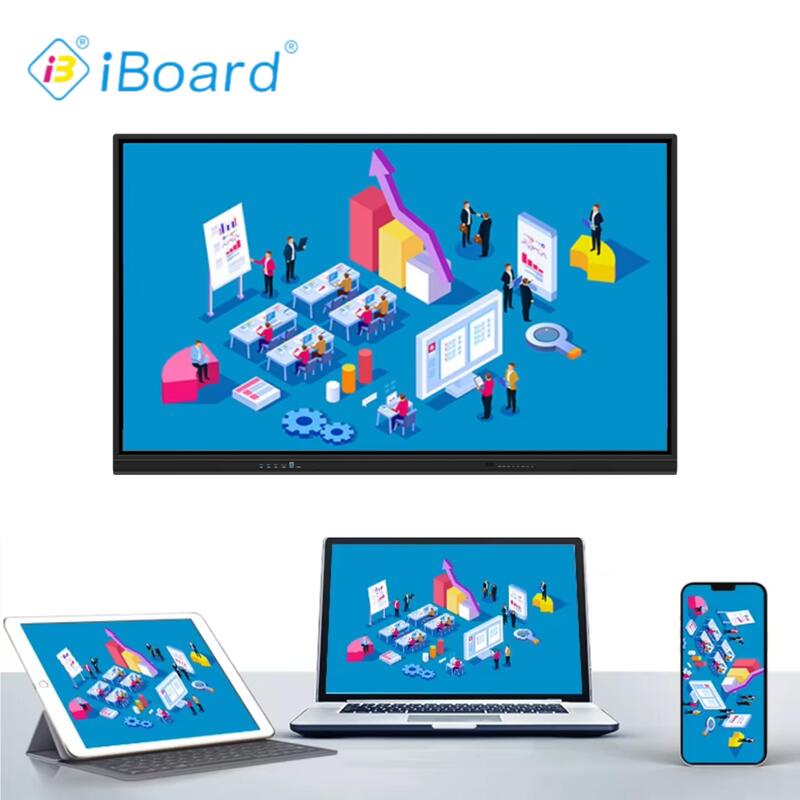 Android OS 13 smartboard met een helderheid van 350cdm2 of hoger, compatibel met diverse samenwerkingssoftware en -tools