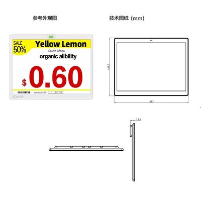 Supermarkt E-Ink Display Prijs Tag 4 Kleur Elektronisch Schaplabel